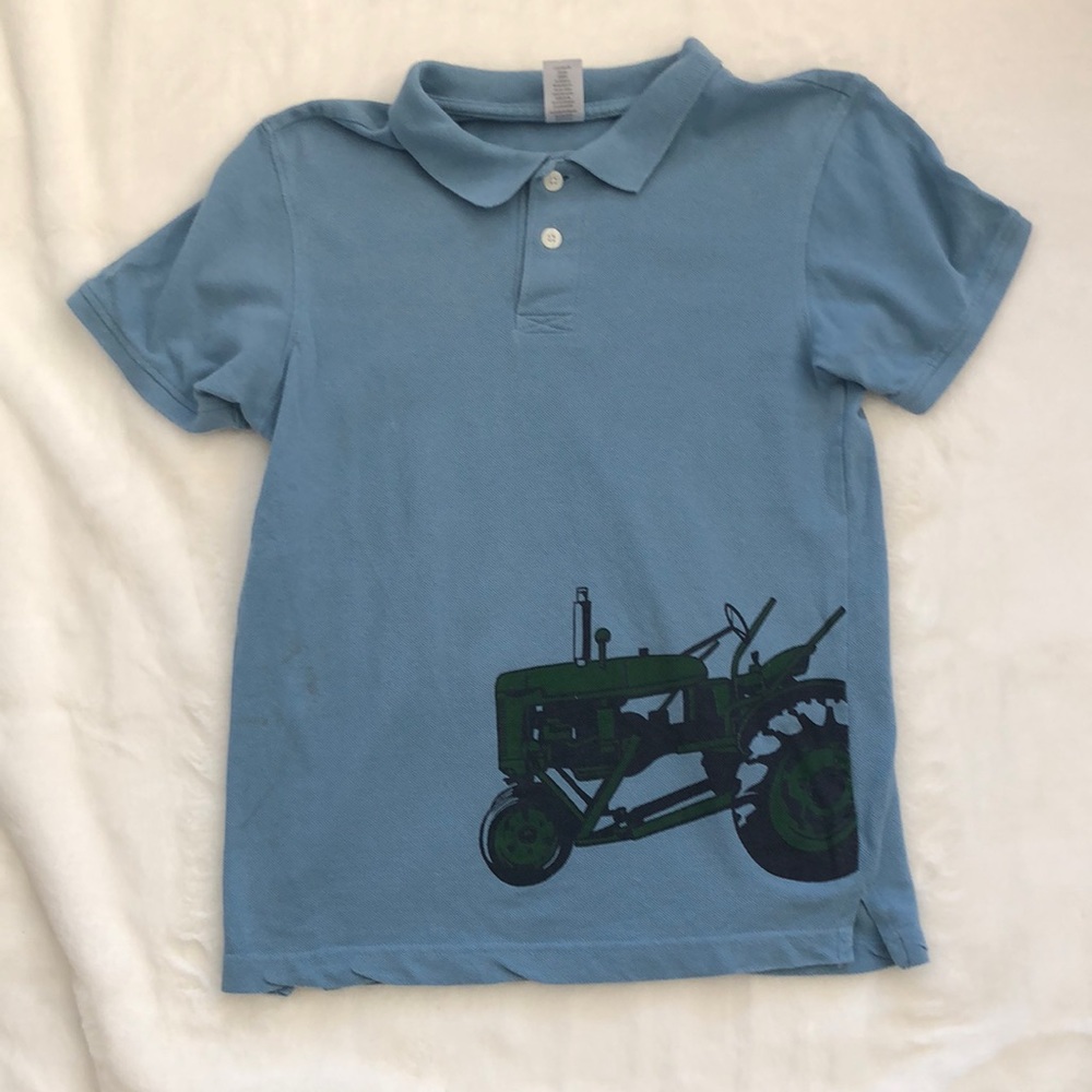 Gymboree cotton tractor graphic polo shirt size 12